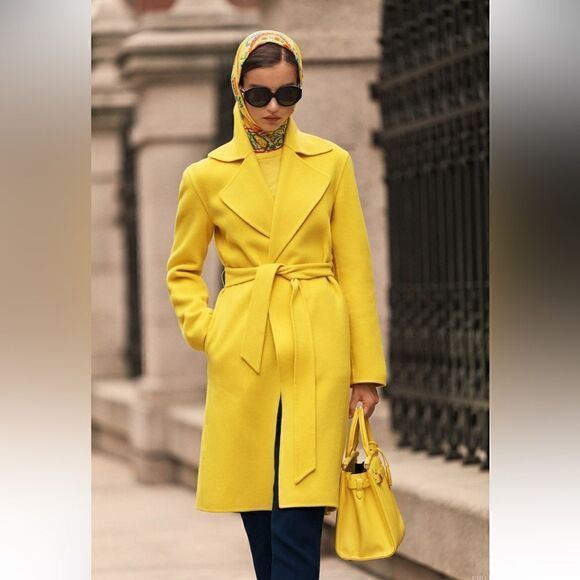 Ralph Lauren Canary Yellow Italian Cashmere Crewneck Long Sleeve Sweater - Picture 1 of 14